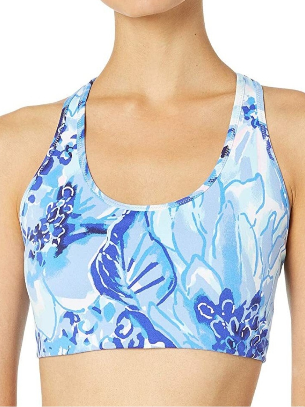 Lilly Pulitzer Women’s Luxletic Jaydea Blue‎ Floral Low Impact Sports Bra Size S